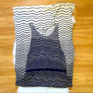 Loft Maxi Dress Sleeveless Blue Tan Size Large